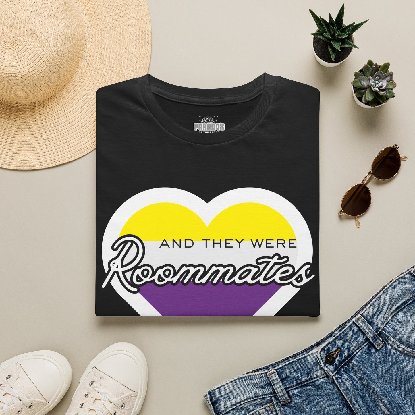 Nonbinary "And They Were Roommates" Pride Graphic Tee