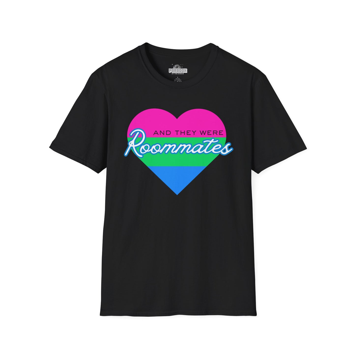 Polyamory "And They Were Roommates" Pride Heart Graphic Tee