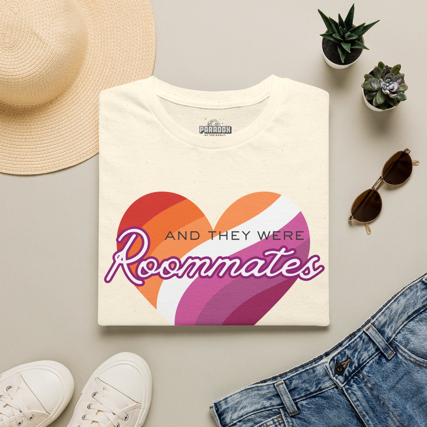 Lesbian "And They Were Roommates" Pride Graphic Tee