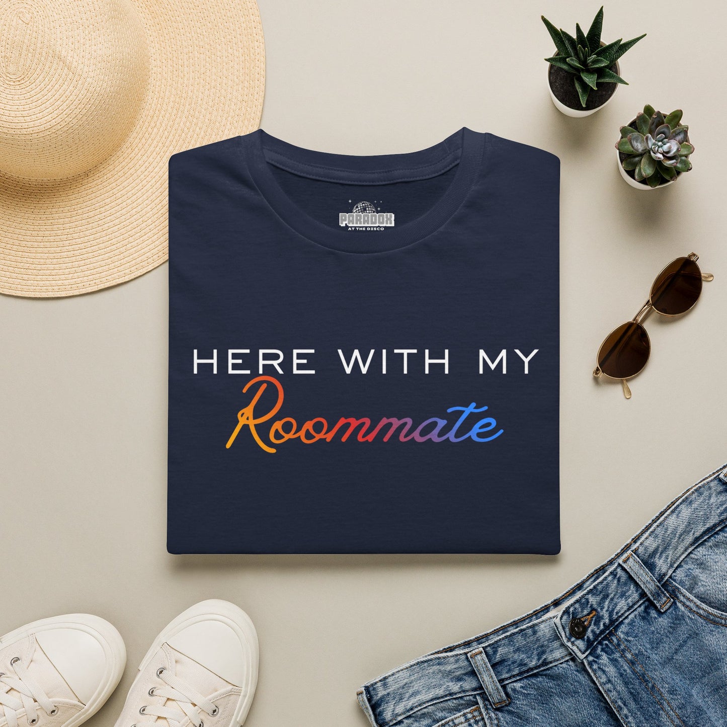 LGBTQ+ "Here With My Roommate" Pride Graphic Tee