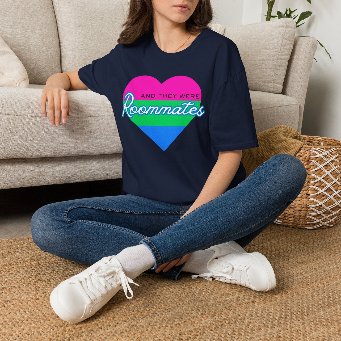 Polyamory "And They Were Roommates" Pride Heart Graphic Tee