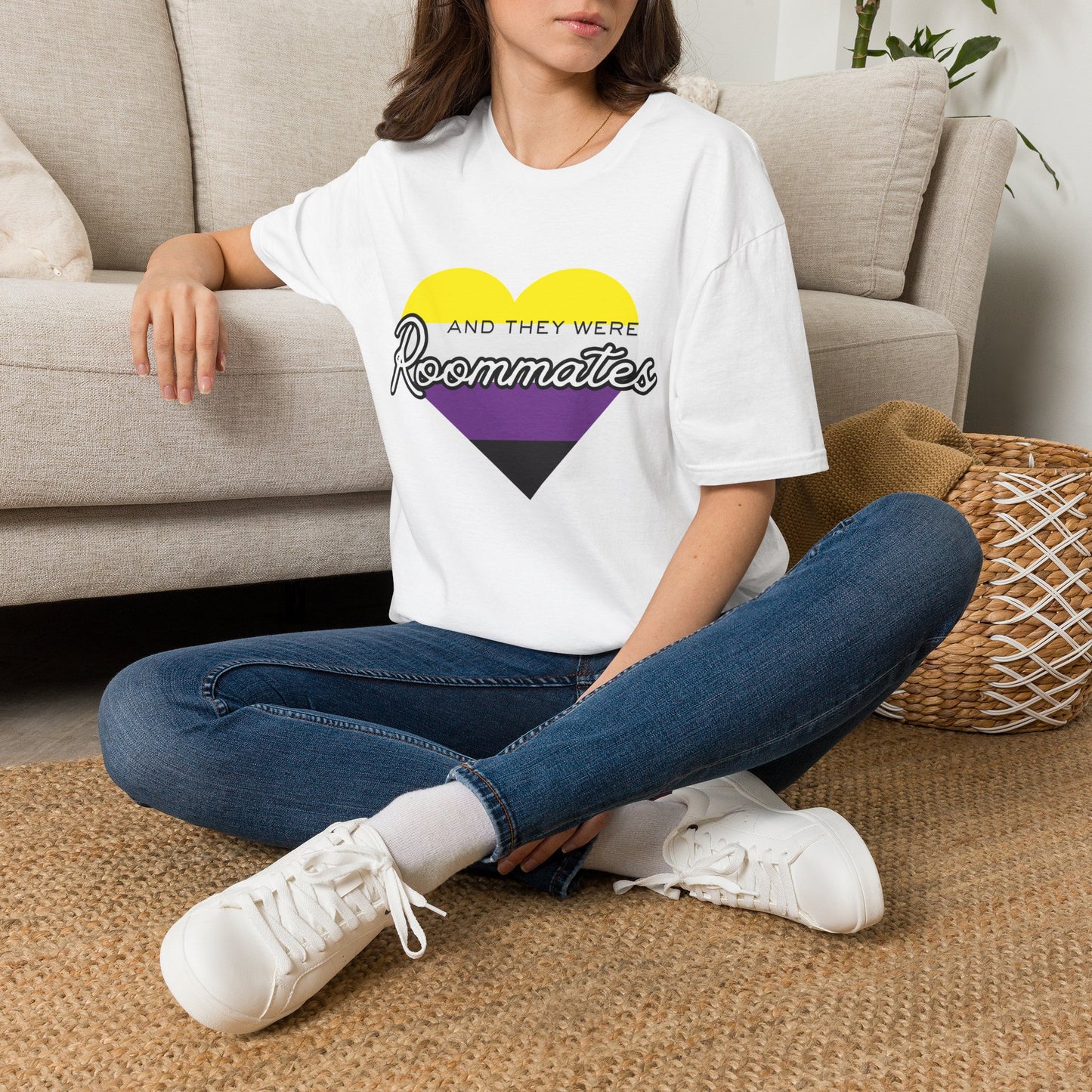 Nonbinary "And They Were Roommates" Pride Graphic Tee