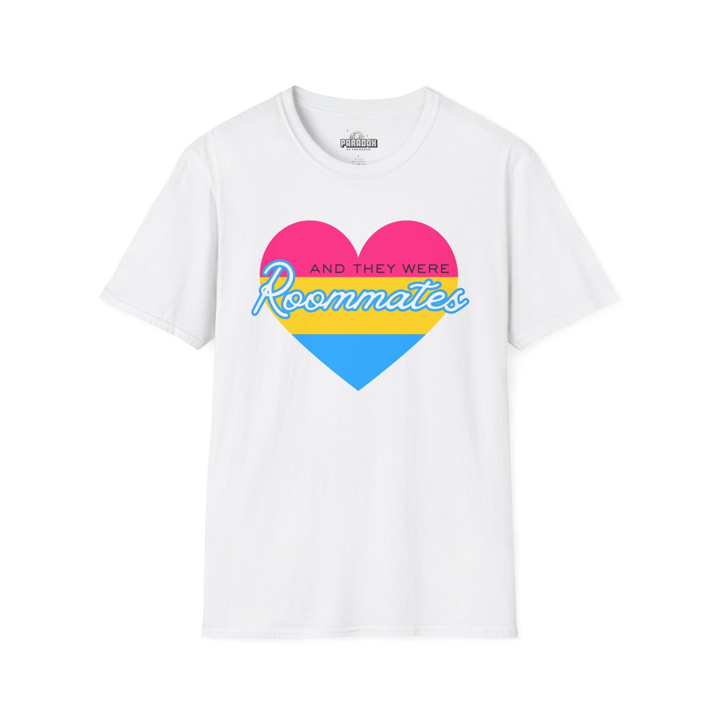 Pansexual "And They Were Roommates" Pride Heart Graphic Tee