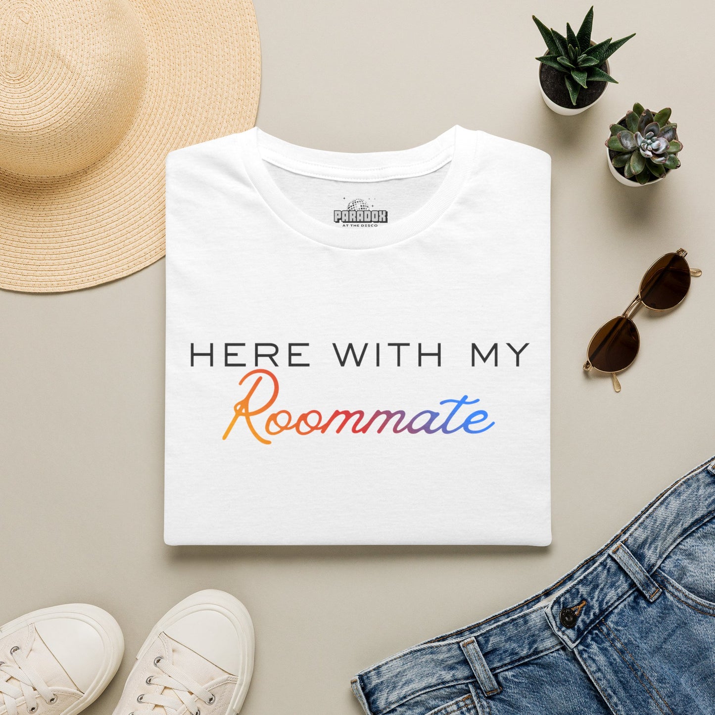 LGBTQ+ "Here With My Roommate" Pride Graphic Tee