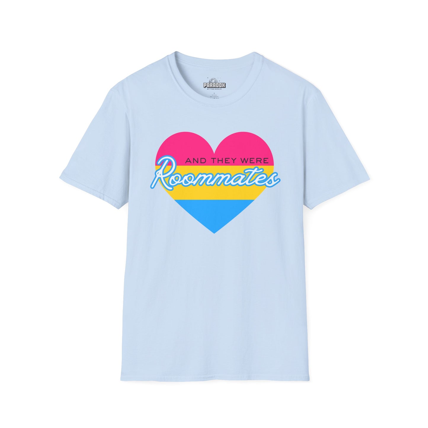 Pansexual "And They Were Roommates" Pride Heart Graphic Tee