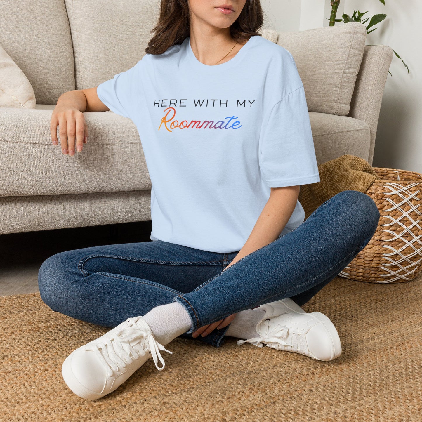 LGBTQ+ "Here With My Roommate" Pride Graphic Tee