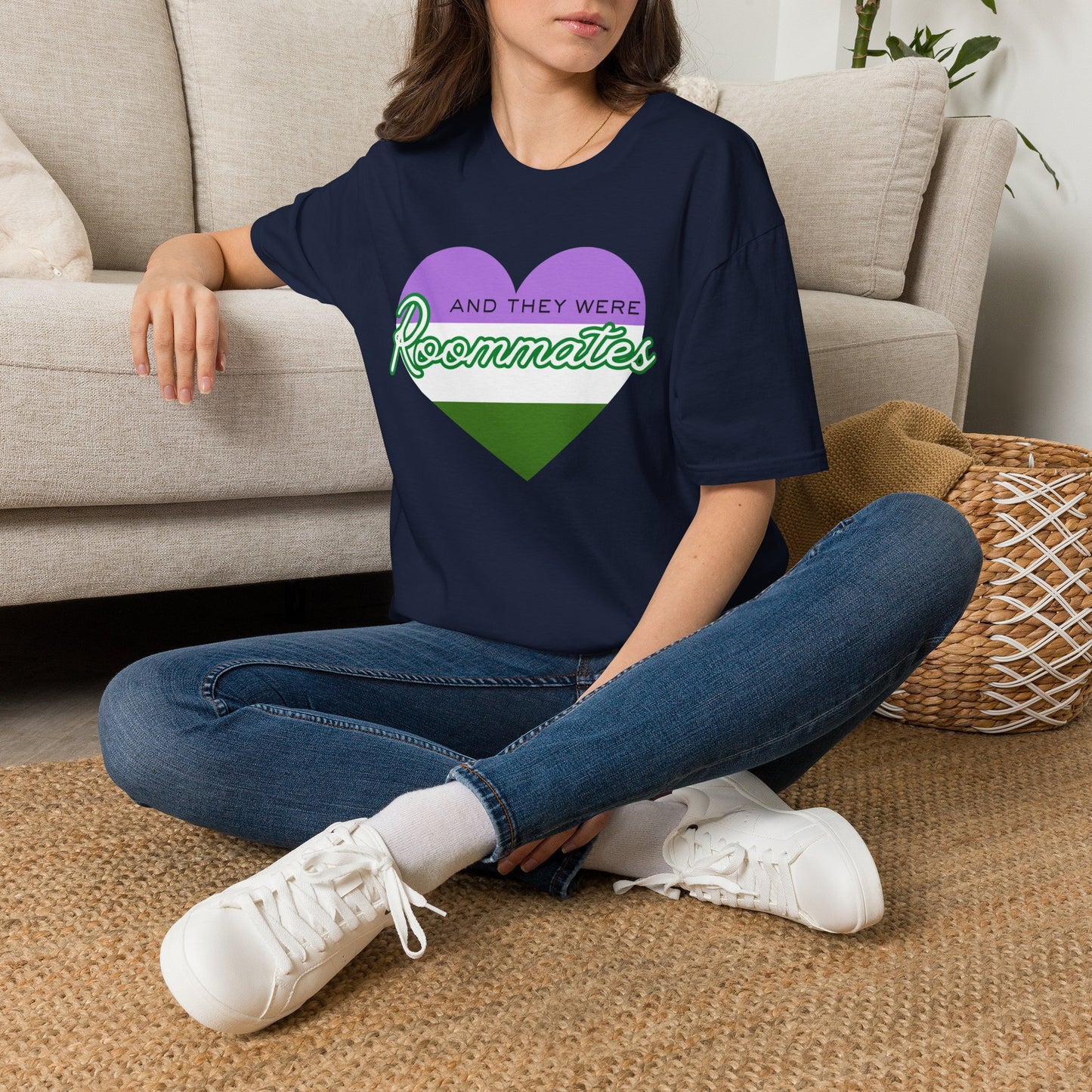 Queer “And They Were Roommates” Pride Heart Graphic Tee