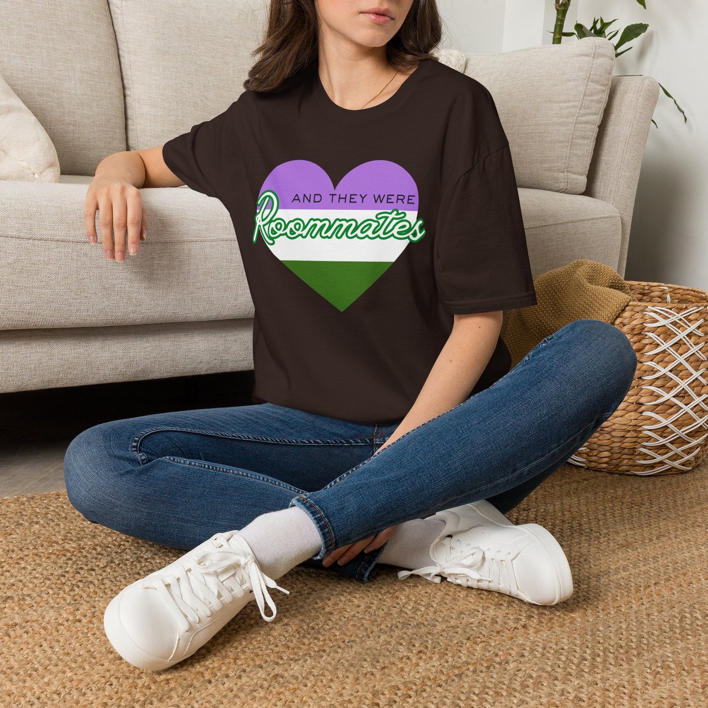 Queer “And They Were Roommates” Pride Heart Graphic Tee
