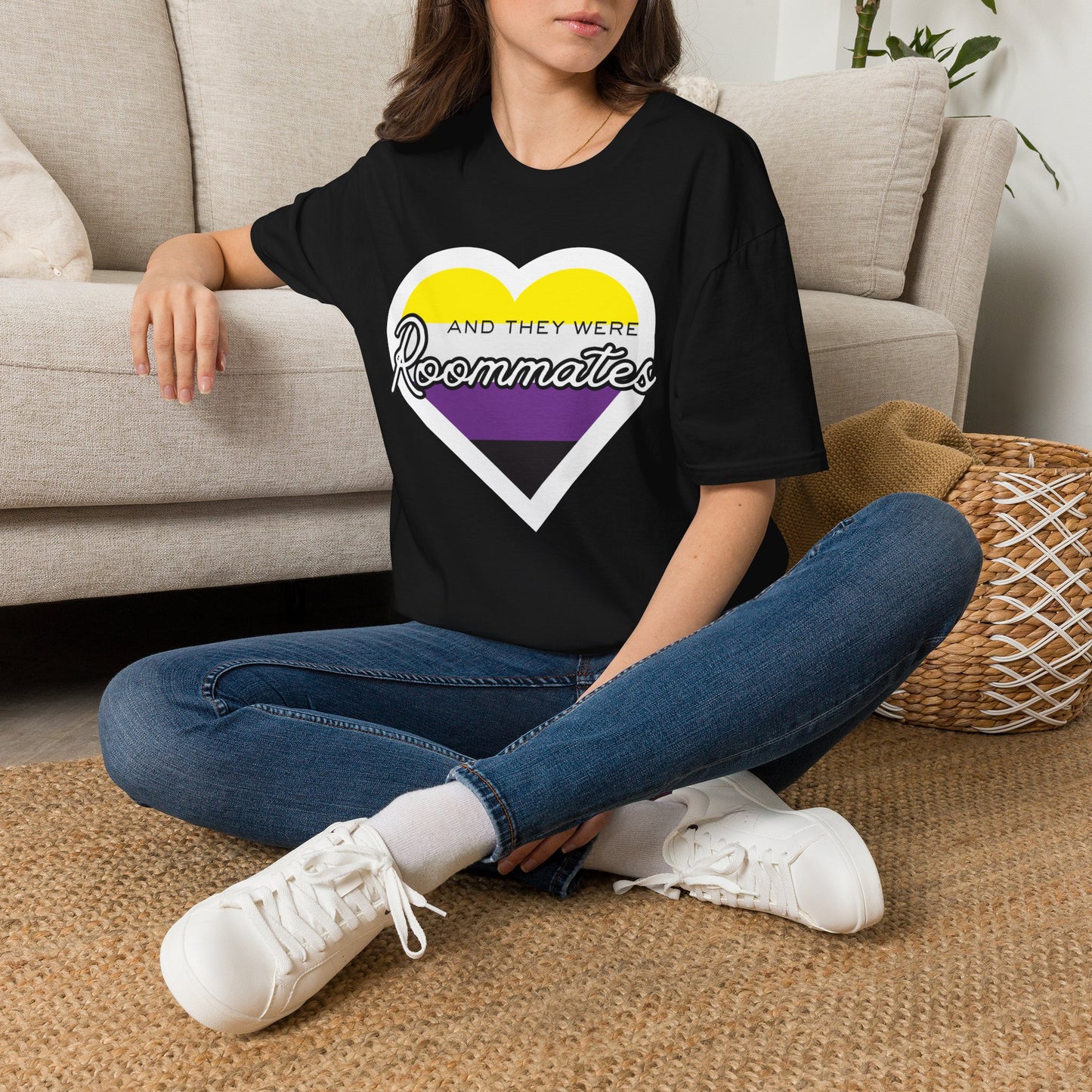 Nonbinary "And They Were Roommates" Pride Graphic Tee