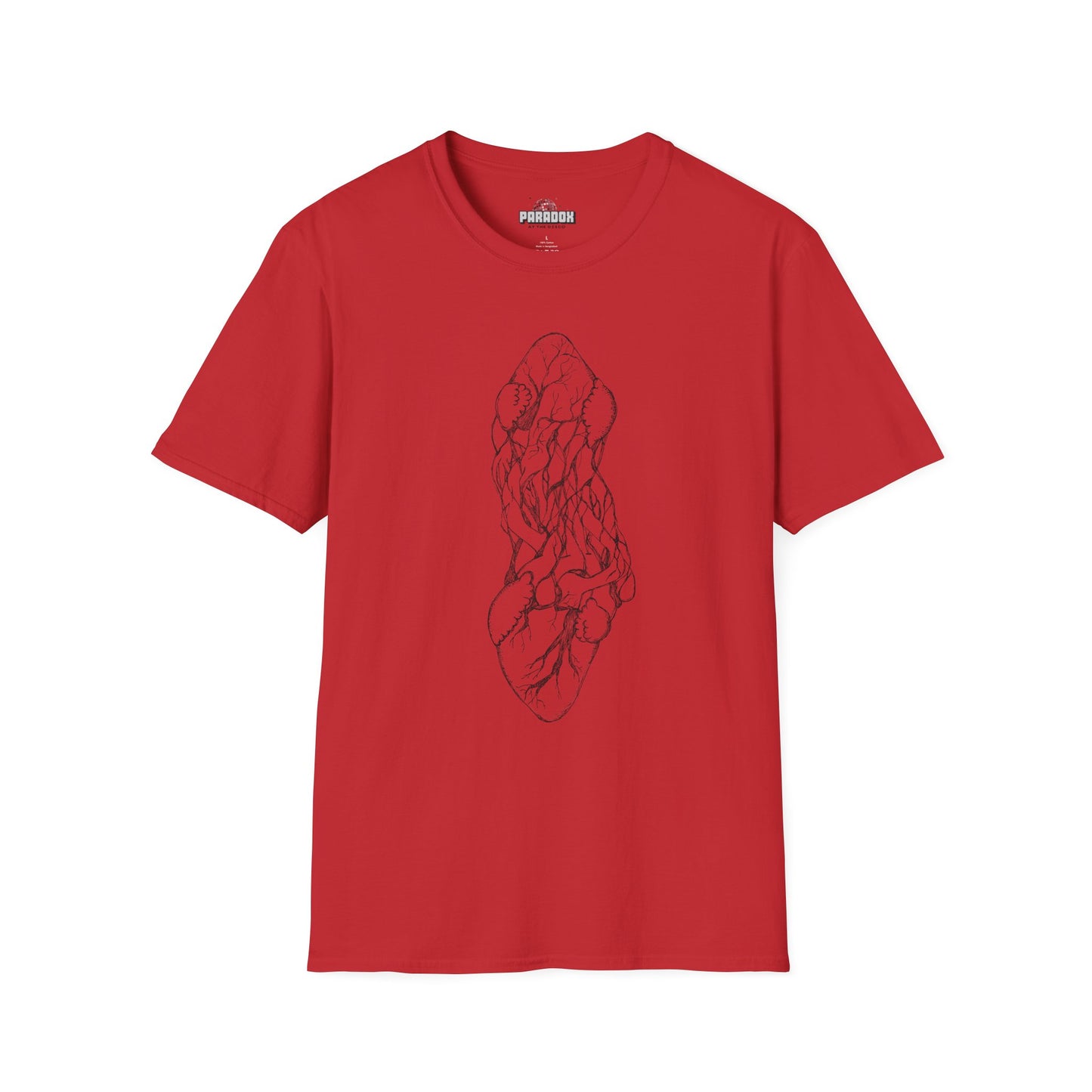 Intertwined Anatomical Hearts Line Art Graphic T-Shirt