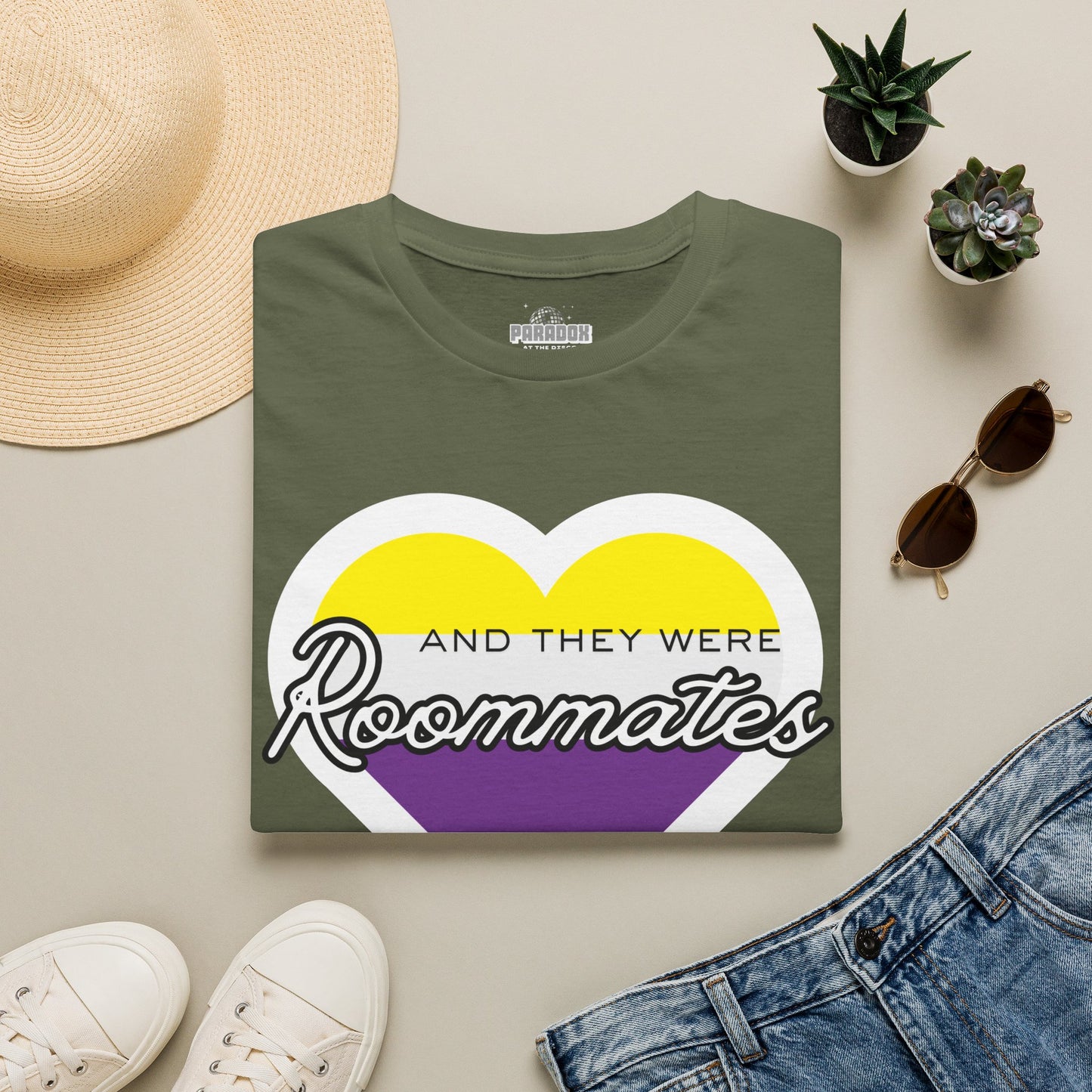 Nonbinary "And They Were Roommates" Pride Graphic Tee