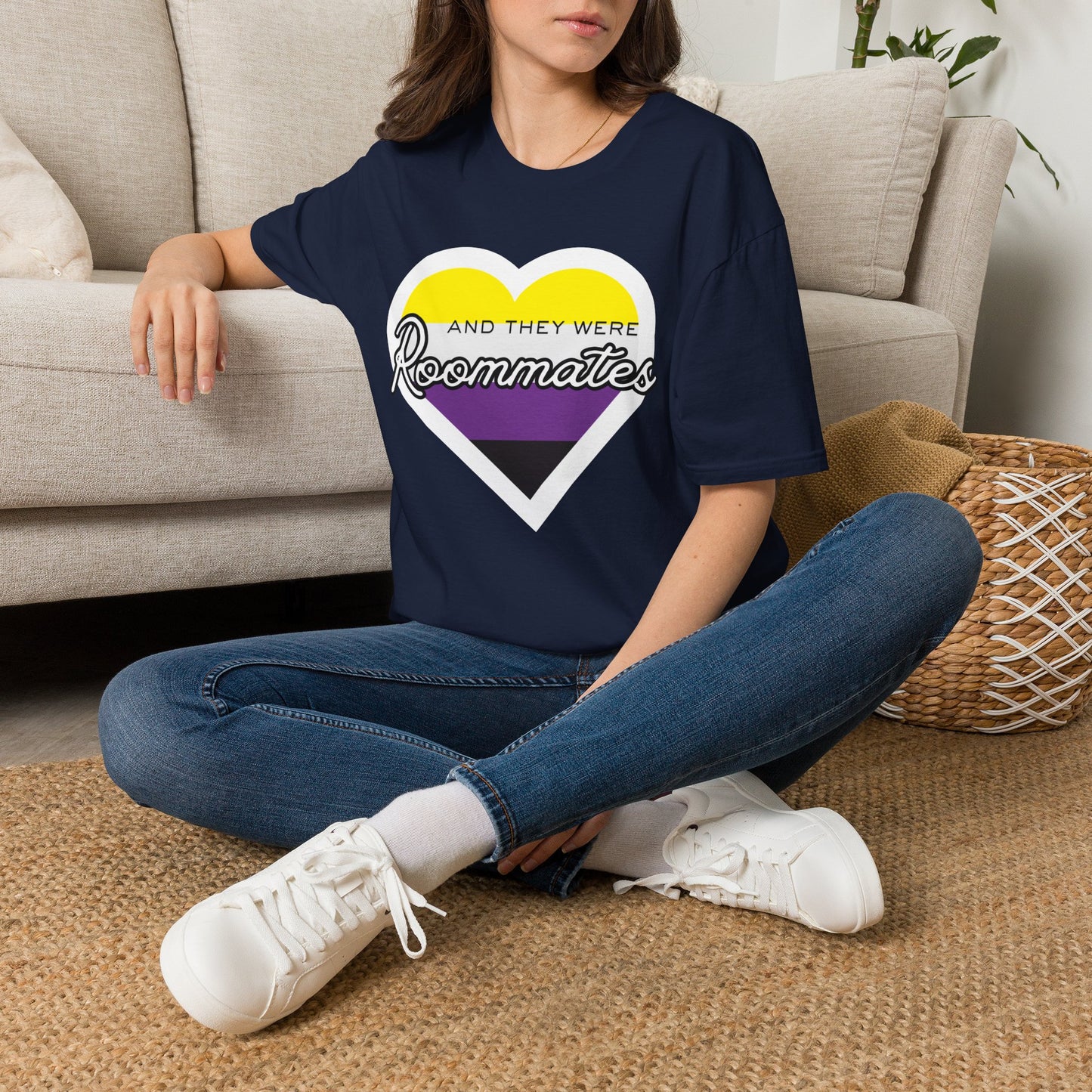 Nonbinary "And They Were Roommates" Pride Graphic Tee